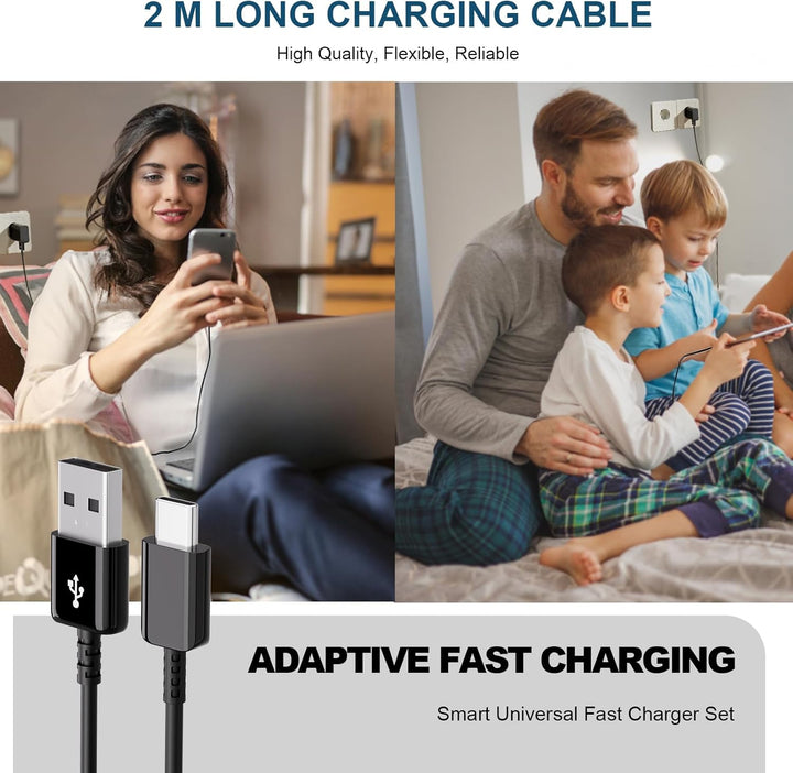 USB C Ladegerät, 2-Pack Schnellladegerät Handy Netzteil mit 2M USB C Ladekabel Kompatibel mit Samsun