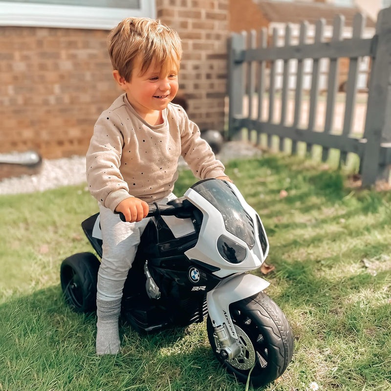 HOMCOM Elektro Kindermotorrad Kinderfahrzeug Lizensiert von BMW S1000RR Elektro-Dreirad mit Akku Sta