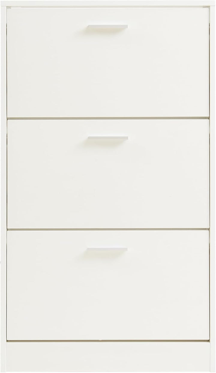 [en.casa] Schuhschrank Sykkylven Schuhkipper mit 3 Klappen Schuhkommode für 12 Paar Schuhe 103 x 60