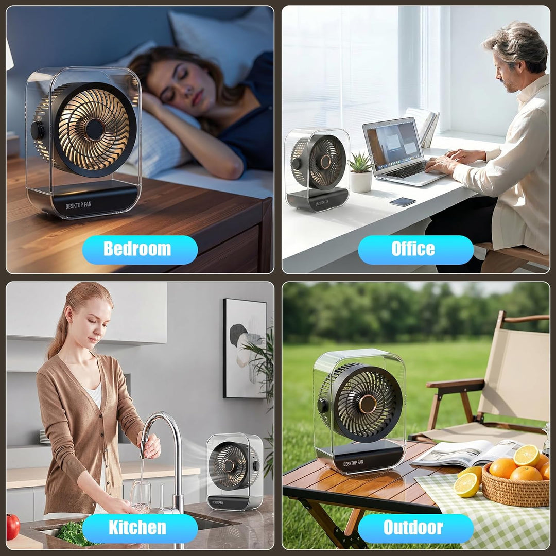 USB Ventilator Leise, Climatiseur Mobile, Rafraîchisseur d'Air Personnel Silencieux avec 5 Vitesses,