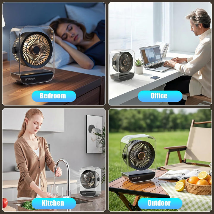 USB Ventilator Leise, Climatiseur Mobile, Rafraîchisseur d'Air Personnel Silencieux avec 5 Vitesses,