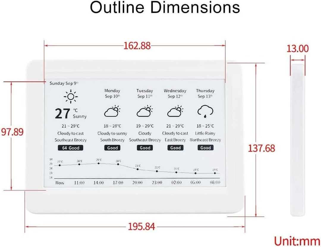 IBest 7.5inch Passive NFC-Powered e-Paper Black/White e-Ink Display, No Battery Required, Wireless P