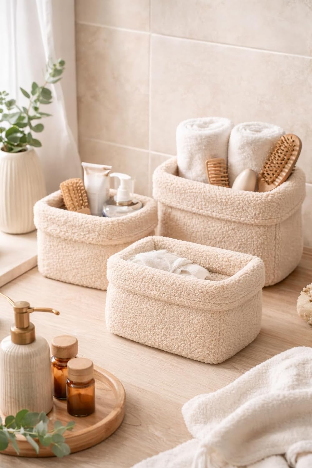 Aufbewahrungskorb Wickeltisch Baby, Körbchen Set 3 Stück, Organizer Wickelkommode, Utensilo Aufbewah