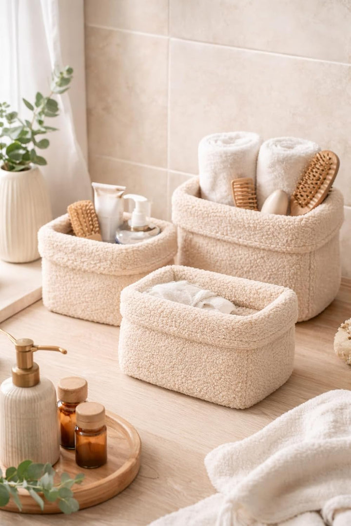 Aufbewahrungskorb Wickeltisch Baby, Körbchen Set 3 Stück, Organizer Wickelkommode, Utensilo Aufbewah
