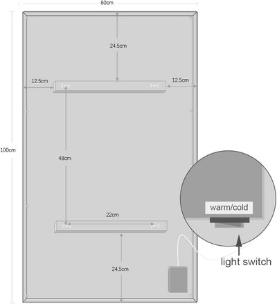 byecold Badspiegel mit LED Beleuchtung 100x60CM, Badezimmerspiegel Antibeschlag, Bad Spiegel Wandspi