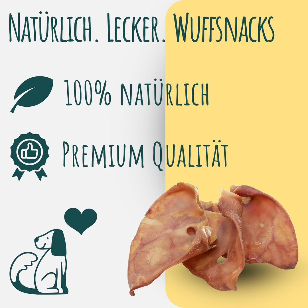 getrocknete Schweineohren für Hunde, 25 Stück, 100% Schwein, Kauartikel, Hundefutter, Barf, Leckerli
