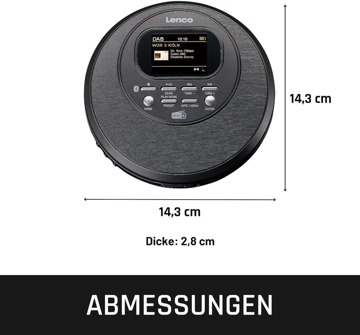 Lenco CD-500 Tragbarer CD-Player - Diskman - Bluetooth Walkman - DAB+ Radio - Anti-shock - Hörbuchfu
