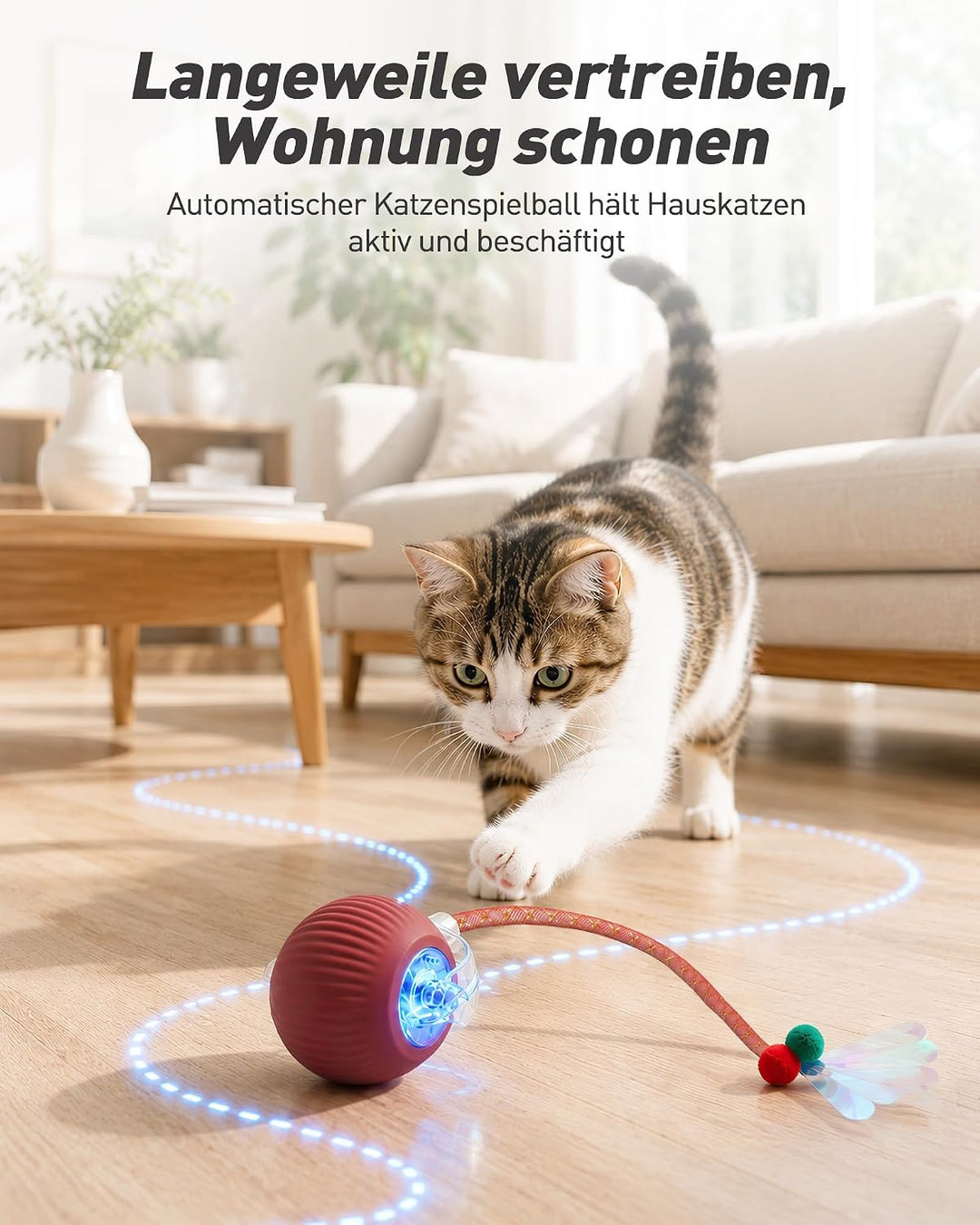 Interaktives Katzenspielzeug Ball, Elektrischer Katzenball Für Drinnen | Katzenspielzeug Mit Schwanz