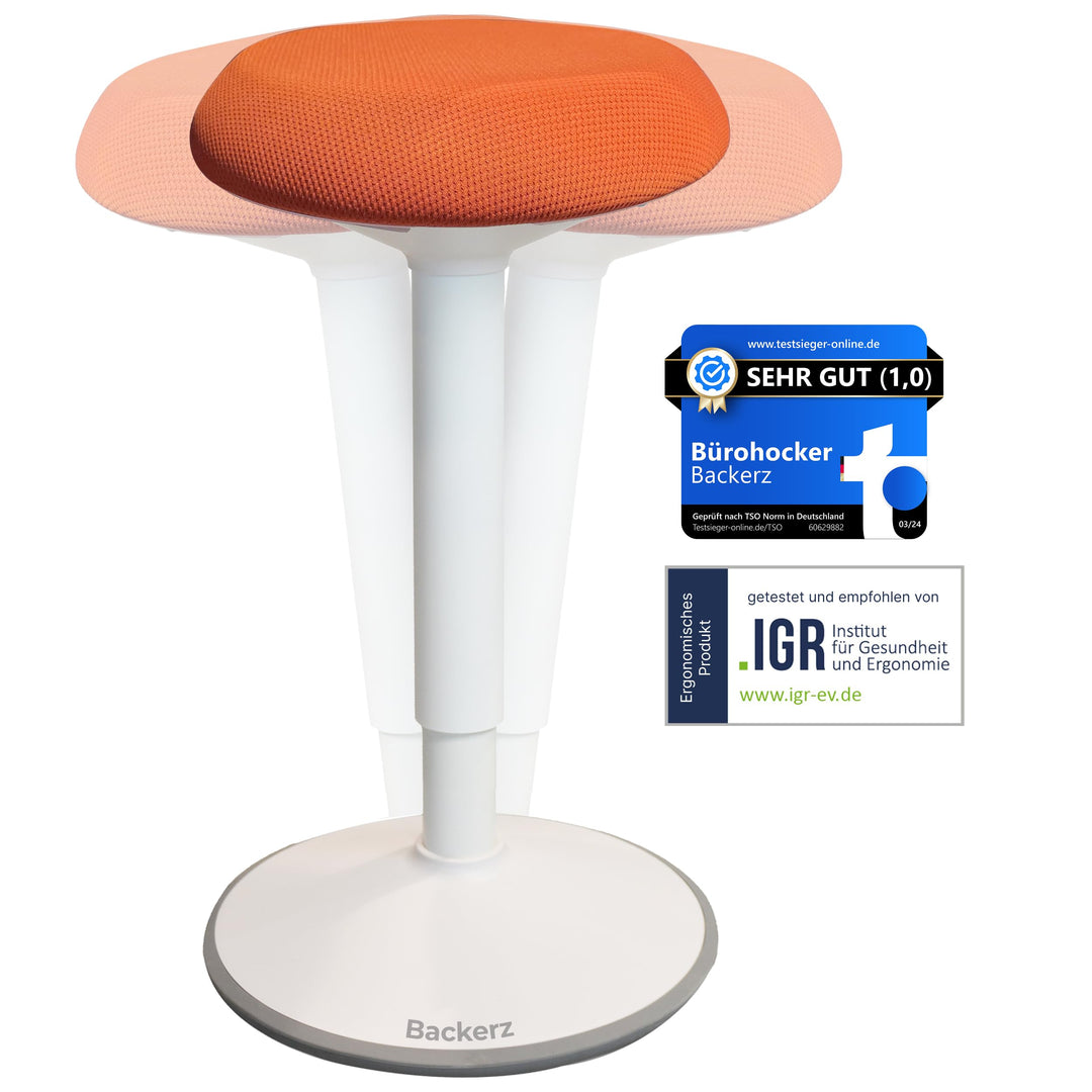 Backerz Ergonomischer Hocker - Bürohocker Testsieger mit 40-60 cm Stehhocker Höhenverstellbar mit Sc