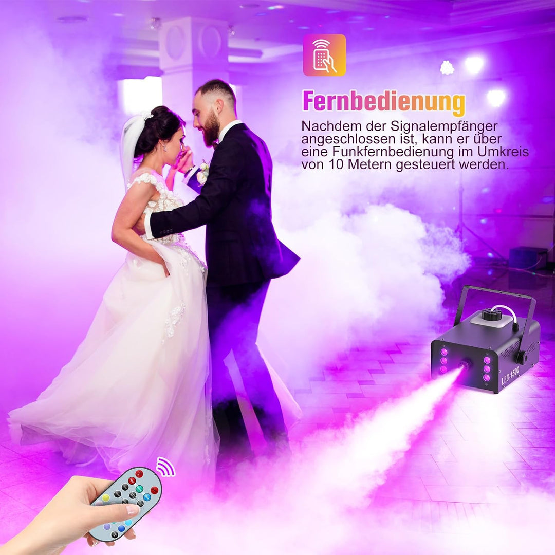 UKing 1500W Nebelmaschine 6 RGB LED,Partylicht Rauchmaschine mit Fernbedienung und 1L Tank,Hohes Neb