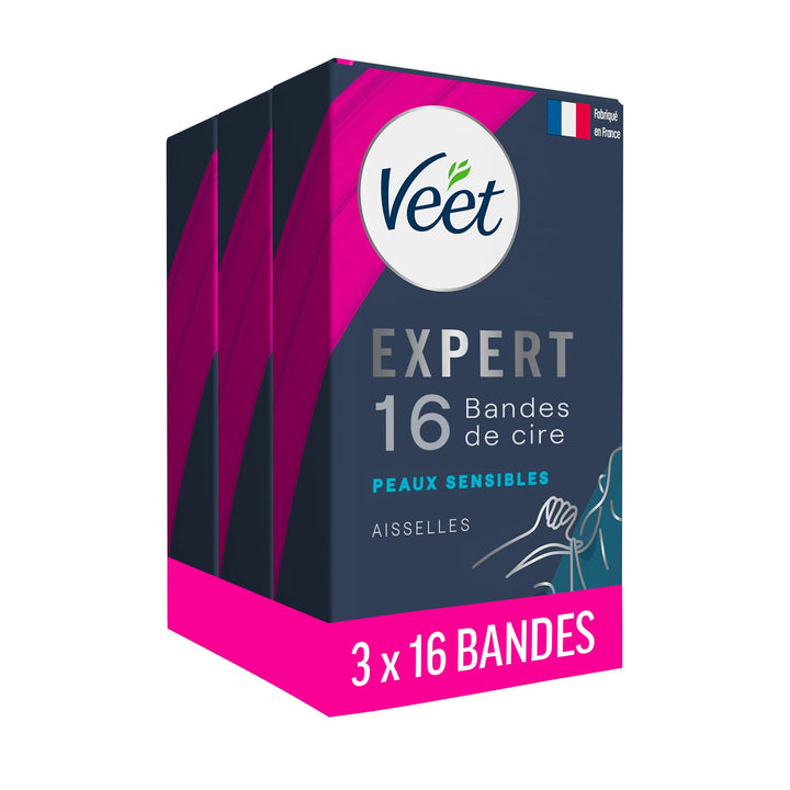 Veet Expert – 48 Kaltwachsstreifen für Achseln – empfindliche Haut – perfekte Verarbeitung – langanh