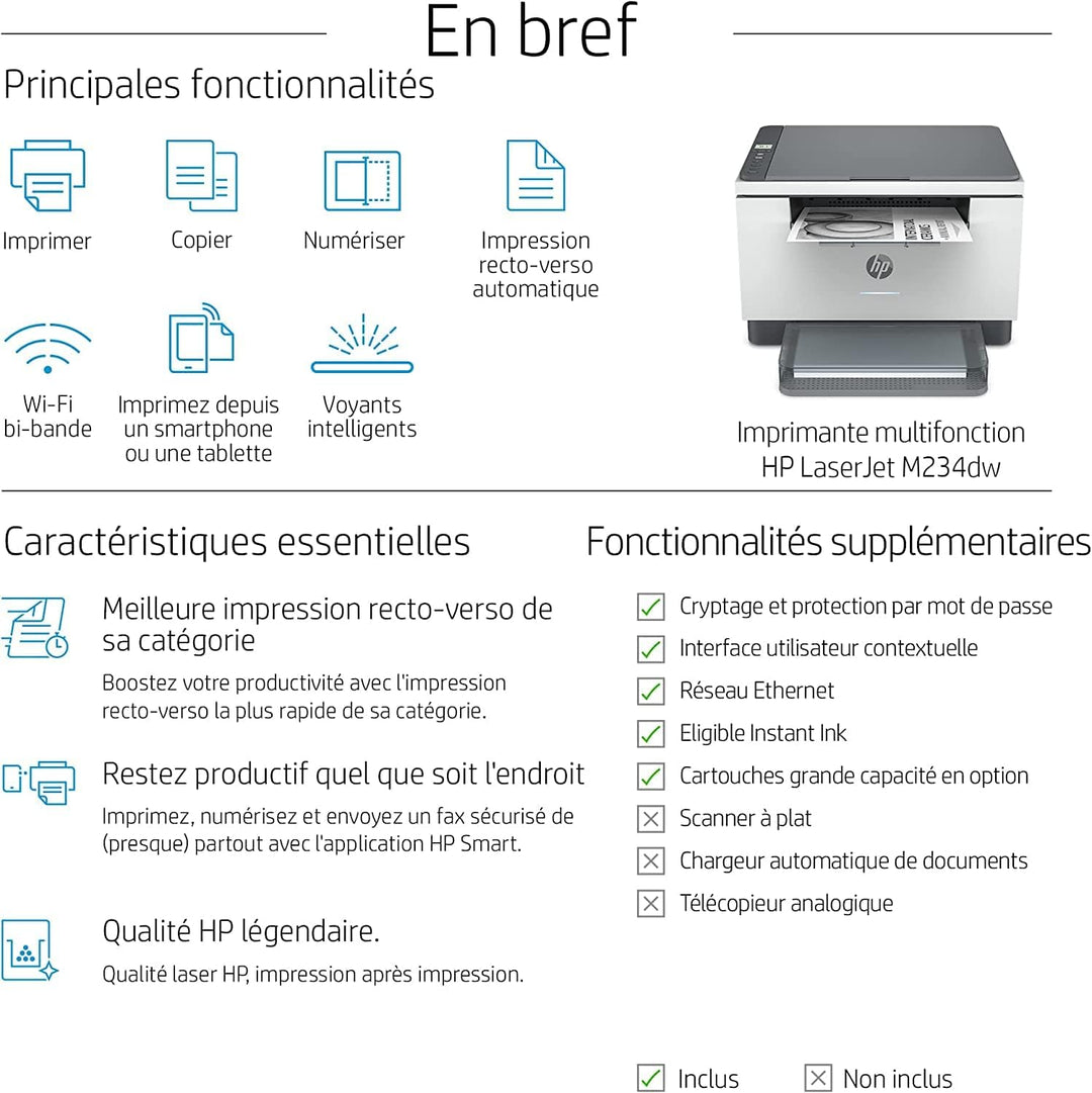 HP Laserjet MFP M234dw Printer Black and White Printer for Small Office Print Copy scan Scan to emai