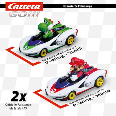 Carrera Go!!! Mario Kart™ - P-Wing Set Rennbahn mit Mario und Yoshi | 2 Slotcars inkl. 2 Handregler