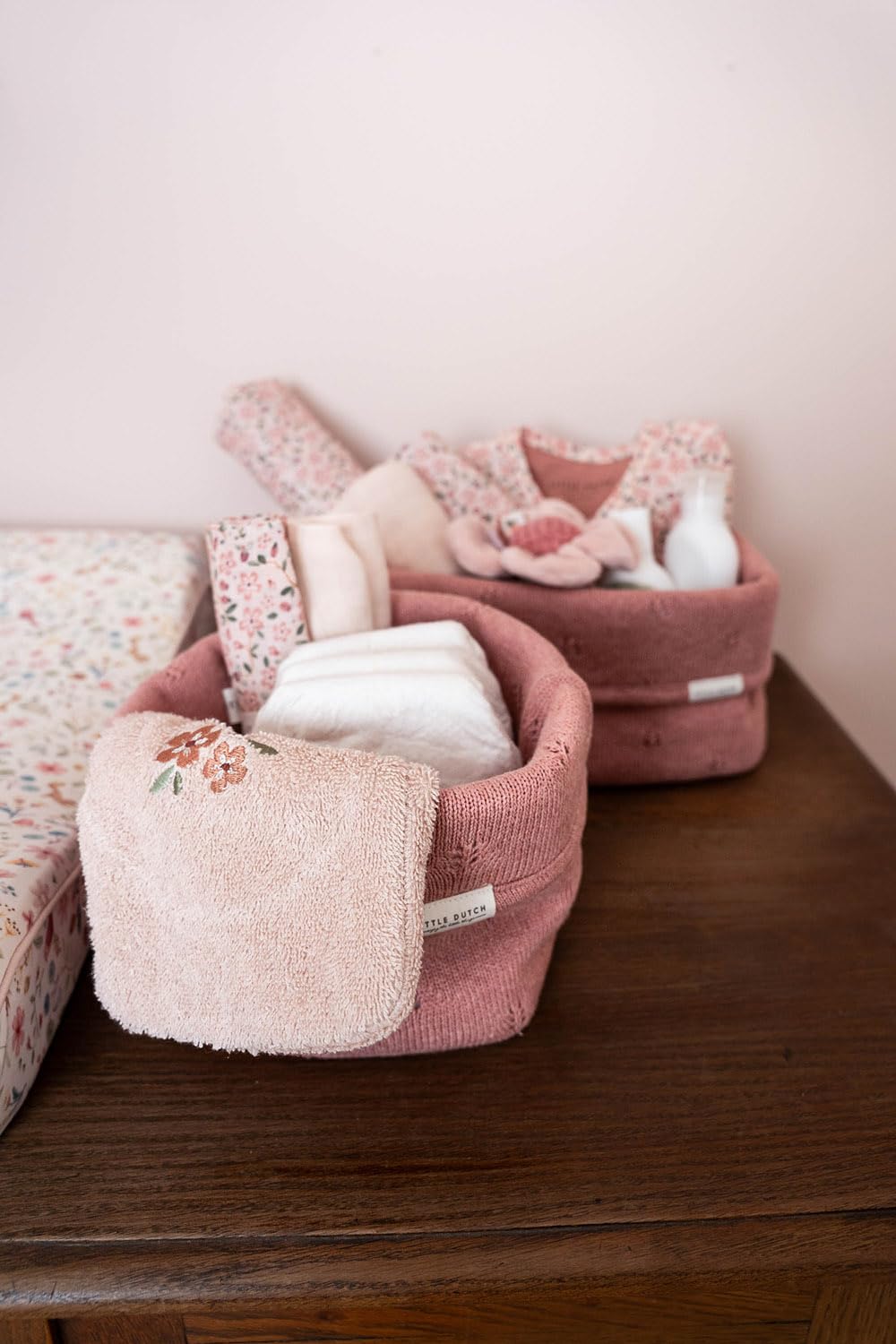 Little Dutch Wickeltischkörbchen Körbchen Korb Utensilo Organizer für den Wickeltisch Baby Strick kl