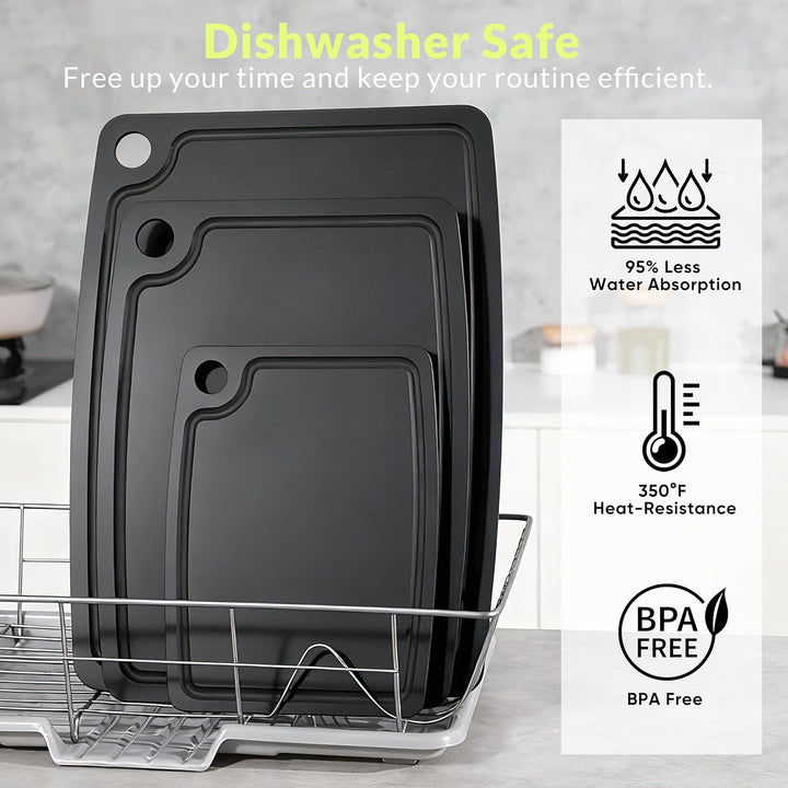 BESTCOOK Schneidebrett aus Holzfaser für die Küche, Spülmaschinenfest, mit Saftrille, BPA-frei, Lang