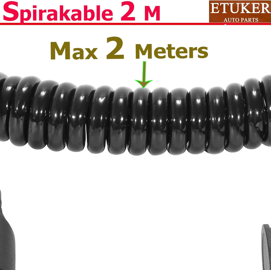 Anhänger Adapter Spiralkabel 7 Polig Max.2M,13 auf 13 Anhänger Verlängerung Kabelverbinder fur LKW R