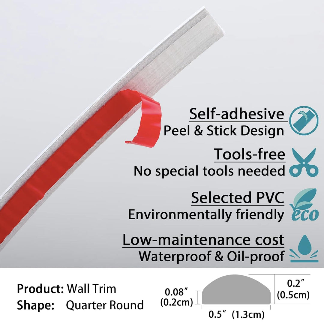 Flexible Zierleiste Selbstklebend | Weiss Deckenleisten für Boden, Aufkantung, Fliesenkante und Ecke