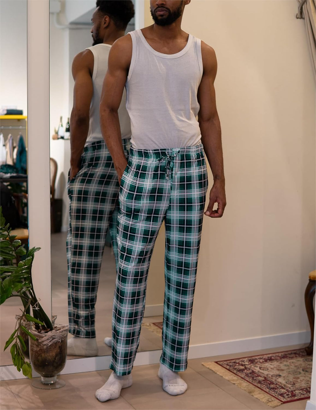 Ekouaer Pyjama Hose Herren Kariert Schlafanzughosen Lang Hosen Männer Schlafhose Loungewear und Nach