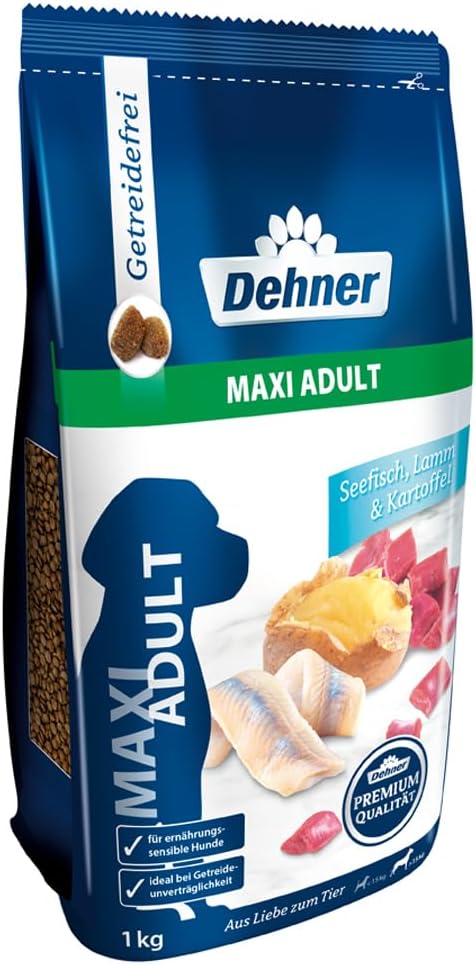 Dehner Premium Hundefutter Maxi Adult, Trockenfutter getreidefrei, für ausgewachsene Hunde grosser R