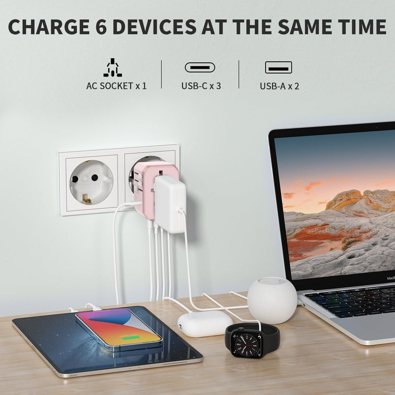 EPICKA Reiseadapter Weltweit, Universal Reisestecker Adapter 30W, Internationaler Steckdosenadapter