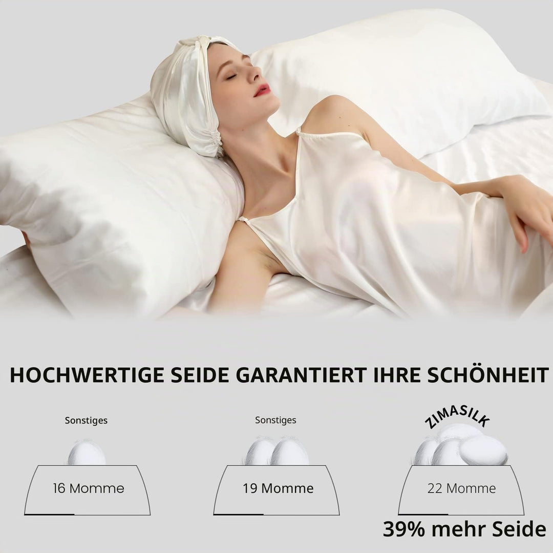 ZIMASILK 22 Momme Schlafhaube aus 100% Maulbeerseide für Frauen, Haarpflege, natürliche Seide zum Sc