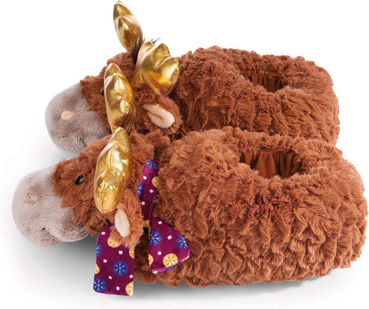 NICI 49336 Elch Thure Grösse 34-37 (M) braun-Nachhaltige warme Kuscheltier Hausschuhe für Jungen und