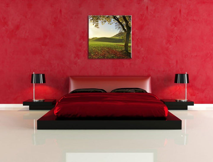 Landschaft im Herbst, Format: 70x70 auf Leinwand, XXL riesige Bilder fertig gerahmt mit Keilrahmen,