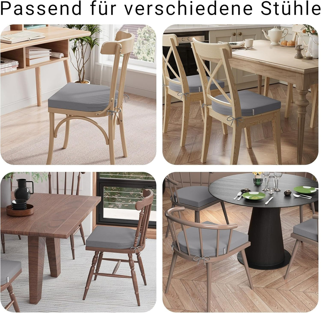 Stuhlkissen 45x45x5cm (2er-Set) Hellgrau - Hochdichter Schaumstoff Indoor/Outdoor für Küche, Esszimm