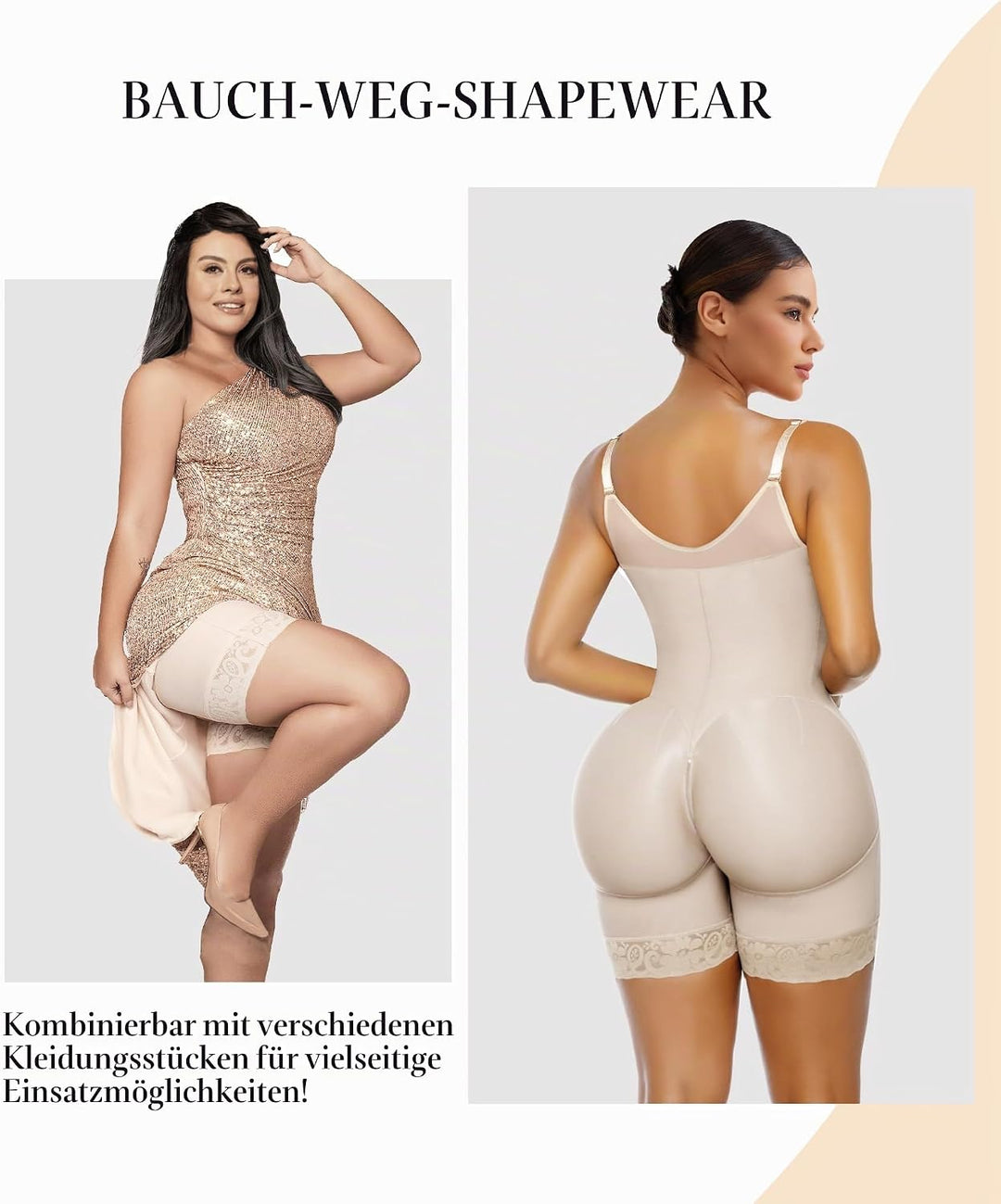 YIANNA Fajas Colombianas Shapewear Damen Body Bauchweg mit BH Shaper Stark Formend Miederbody Bodysu