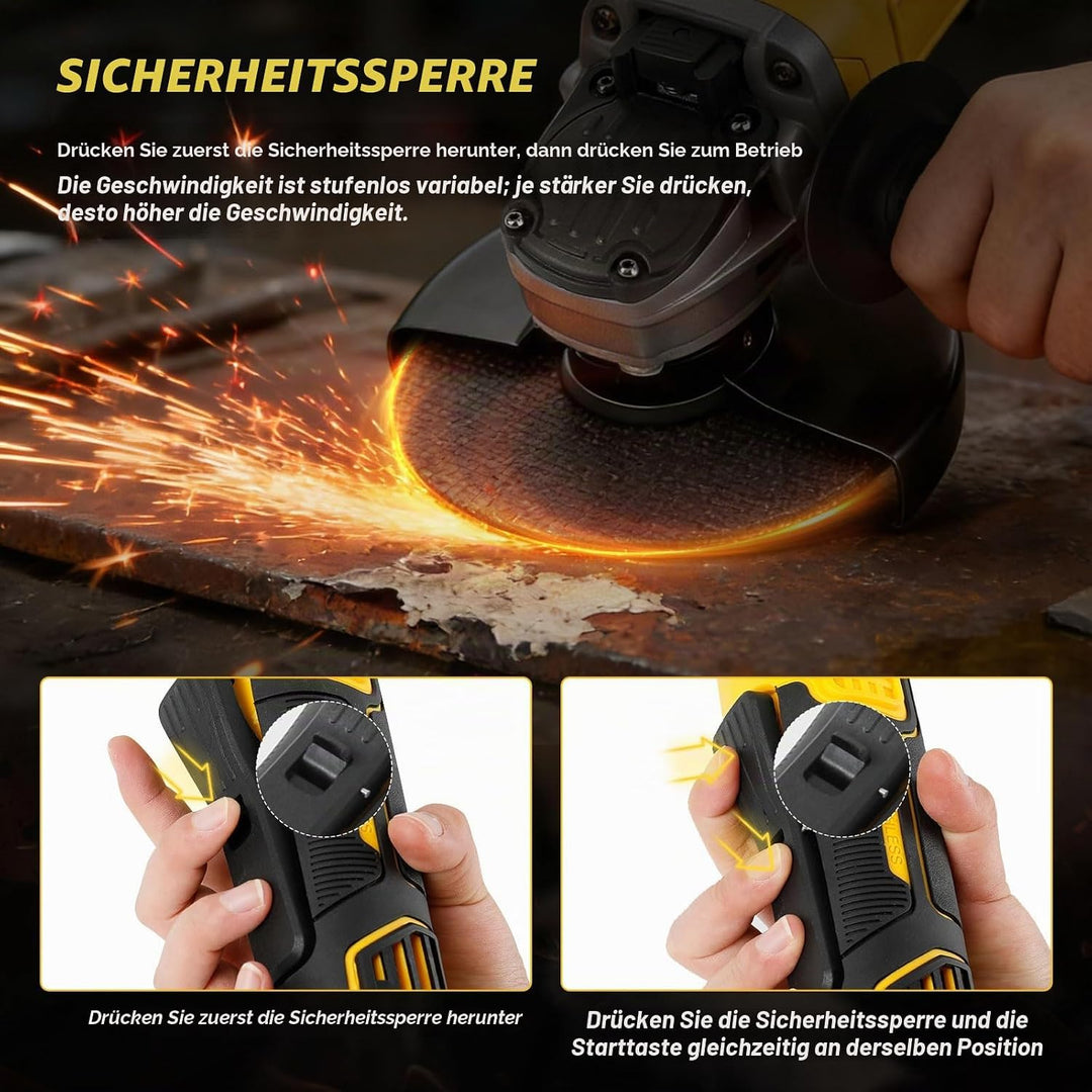 Akku-Winkelschleifer für Dewalt 18 V 20 V, 125 mm, 8500 U/min, bürstenlos, elektrisch, 3-Gang-Schlei