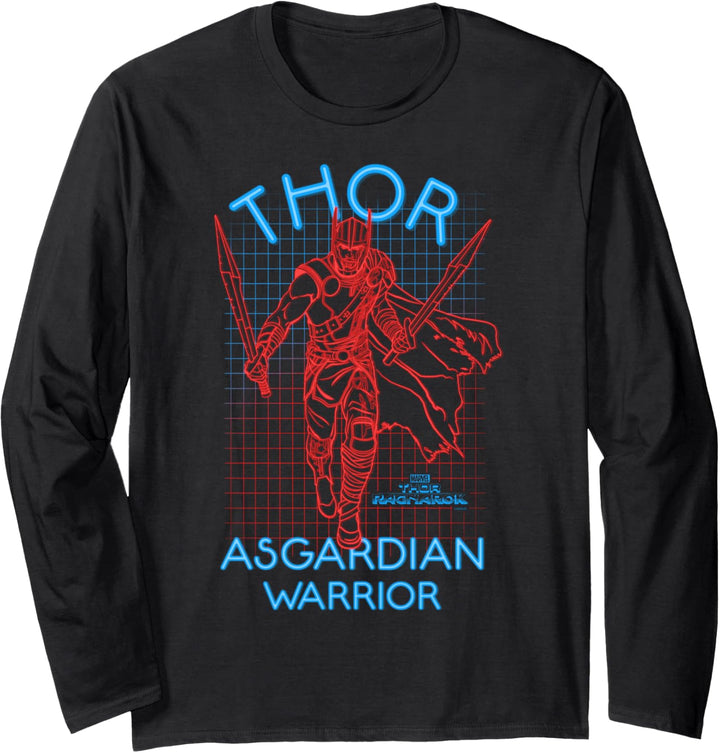 Marvel Thor: Ragnarok Asgardian Warrior Outline Grid Langarmshirt