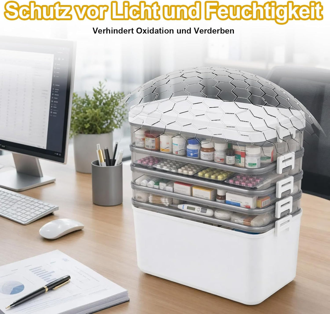 Medikamenten Aufbewahrung, 5 Stöckige Hausapotheke - 40.5x22x36 cm, multifunktionaler Medikamentenor