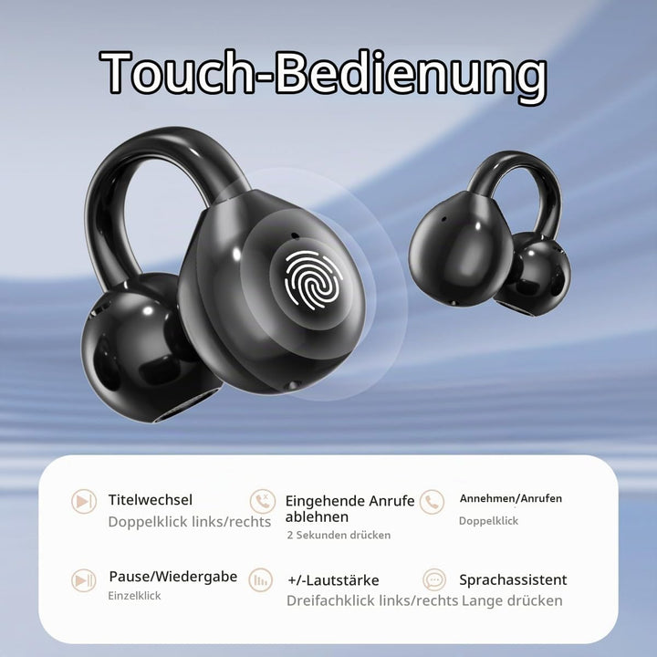 Bluetooth kopfhörer mit ohrclip, Bluetooth 5.4-Sportkopfhörer, Open Ear übersetzungskopfhörer,IPX5 w