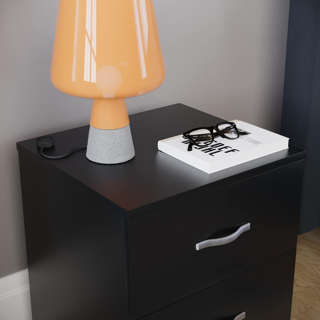 Vida Designs schwarz Nachttisch Schublade, Nachttisch, 2 Schubladen, Nachttisch, Metall Griffe & Läu