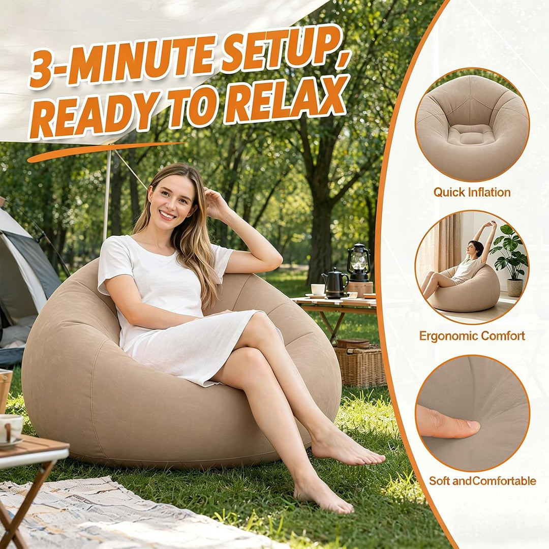 Luftsofa, Aufblasbare Couch, Aufblasbarer Sessel, 105x105x60cm Ultraweicher Inflatable Sessel, ohne