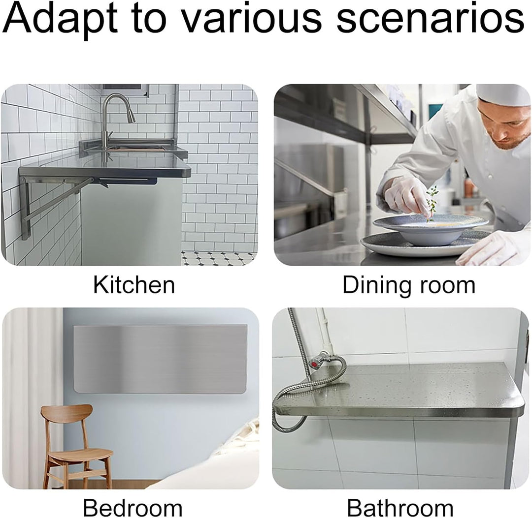 SARKEY Klappbarer Wandtisch, Wandklapptisch Aus Rostfreier Stahl,Wandklapptisch Wand Montierter Klap