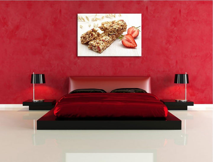 Gesunde Müsliriegel Format: 100x70 auf Leinwand, XXL riesige Bilder fertig gerahmt mit Keilrahmen, K