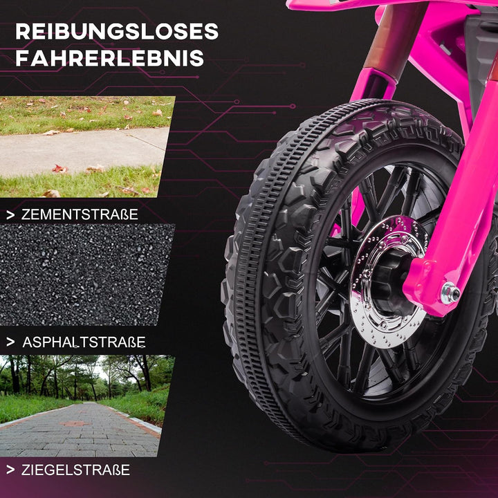 AIYAPLAY Elektro Kindermotorrad Elektromotorrad mit Hupe, Kinder 3 km/h Elektro Motorrad mit 2 Stütz