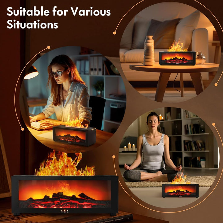 3D Flame Diffusor für ätherische Öle, Flammenbefeuchter Kamin, 150 ml mit Timer, Automatischer Absch