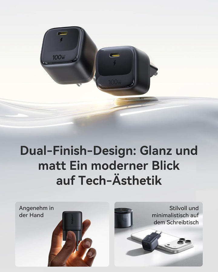 Baseus Enerfill 100W USB C Ladegerät, Kompaktes PD Schnellladegerät, GaN Netzteil für MacBook Pro/Ai