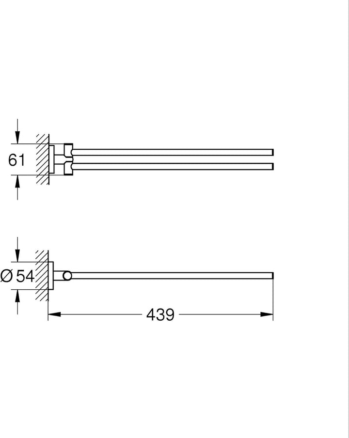 GROHE Start, Doppel-Handtuchhalter (für 2 grosse Handtücher, 44cm lang, schwenkbar, zum Bohren, inkl