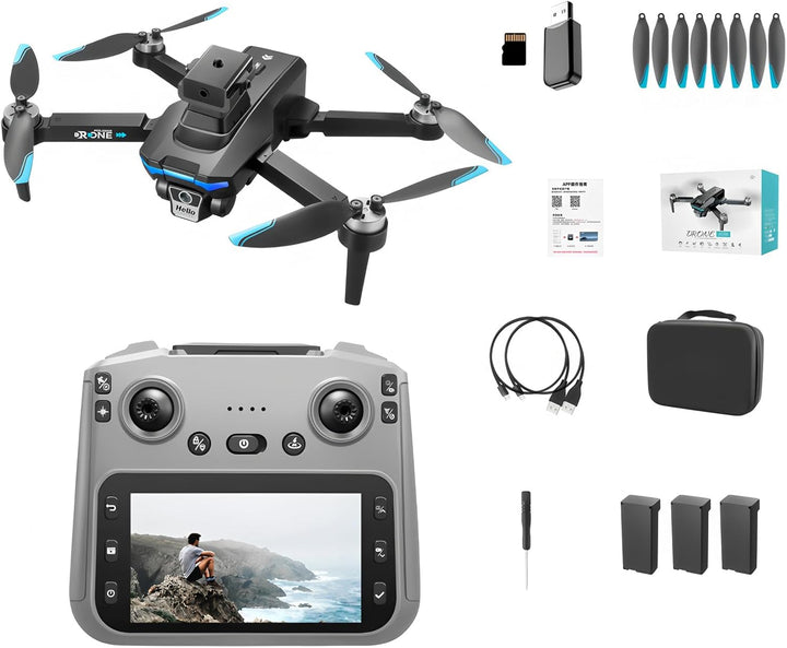 GPS Drohne mit 4K-Doppelkamera für Erwachsene, Drohne mit 4,5-Zoll-Bildschirm, Hindernisvermeidung,