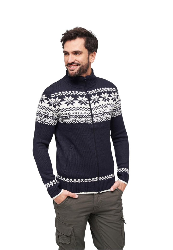 Brandit Herren Cardigan Norweger Strickjacke, Blau