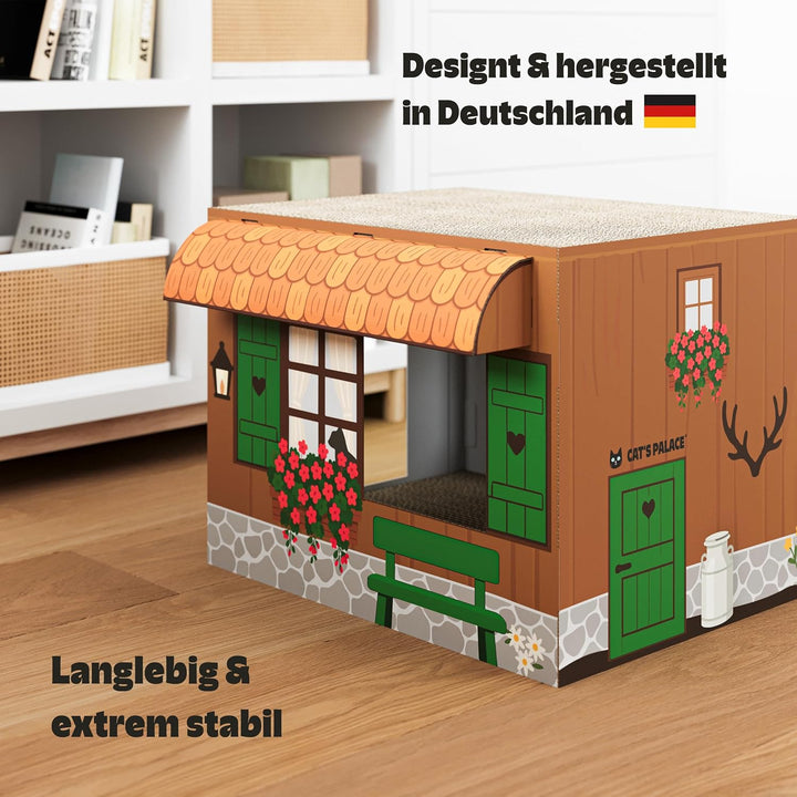 Cat’s Palace Katzenhaus Urige Almhütte – Rückzugsort & Kratzmöbel mit 2 Kratzflächen für Katzen | 45