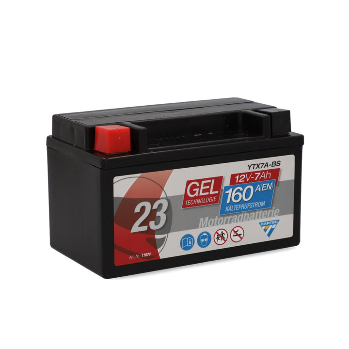 CARTEC Motorradbatterie YTX7A-BS, 6Ah, 90A, Gel Technologie Motorrad-Starter-Batterie, Erstausrüster