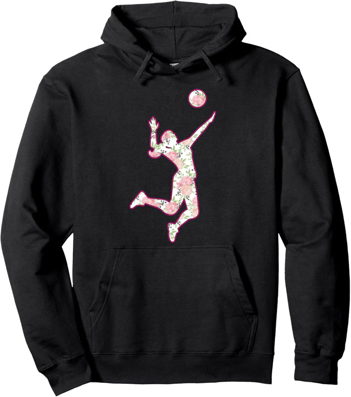 Volleyballspielerin Mädchen Frauen Blumen Volleyball Pullover Hoodie
