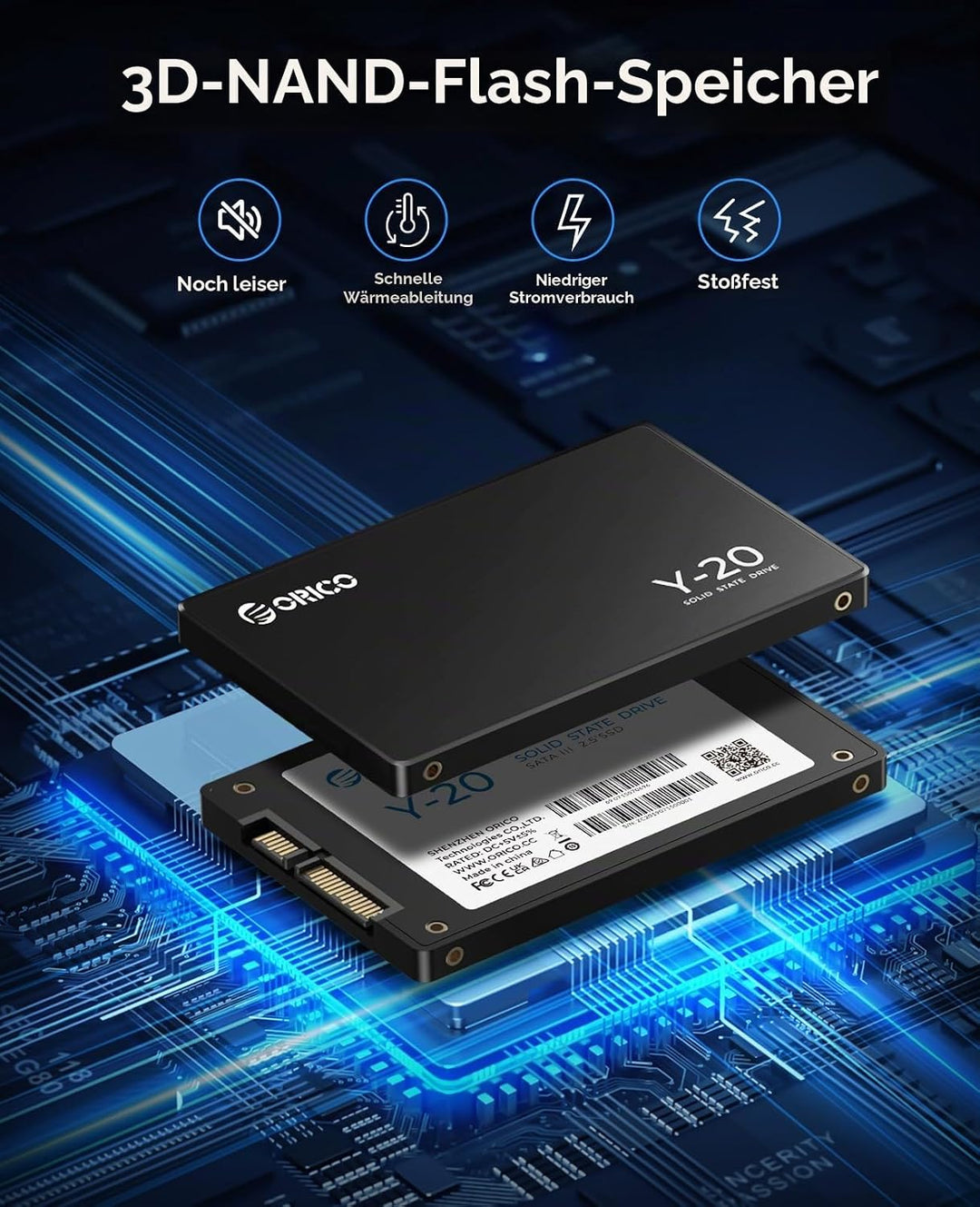 ORICO 256G SSD SATA III 6Gb/s, 2.5“ Interne Solid State Festplatte, bis zu 500MB/s, Kompatibel mit L