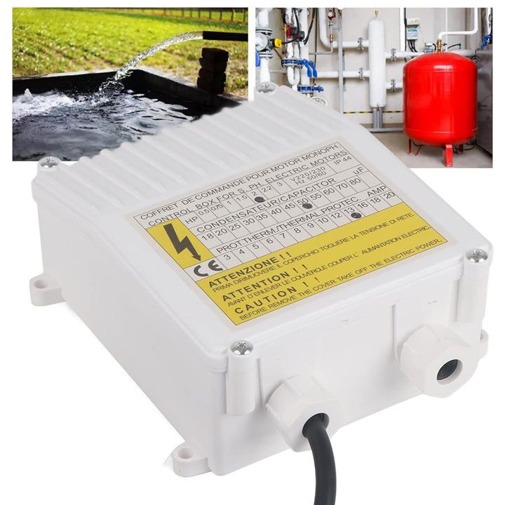 Pumpensteuerungsbox mit Wärmeschutzschalter, Pumpensteuerbox Controller für Tiefbrunnen-Tauchpumpen