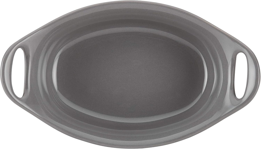 Rachael Ray Solid Glaze Ceramics Au Gratin Bakeware/Baker Set, Oval - 2 Piece, Gray 2 Piece grau, 2