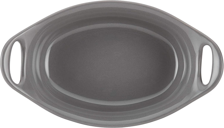 Rachael Ray Solid Glaze Ceramics Au Gratin Bakeware/Baker Set, Oval - 2 Piece, Gray 2 Piece grau, 2